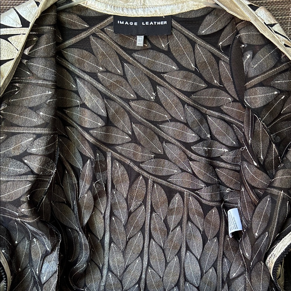 Image Leather Elegant Gold Leaf Pattern Women's J… - image 6
